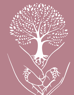 Illustration du logo : un bébé entouré de mains, sous un arbre